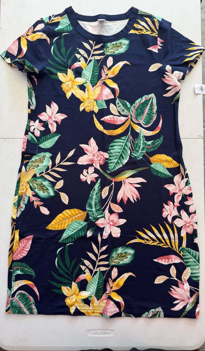 Old Navy Women's Short Sleeve Floral Tropical Print Shift Dress